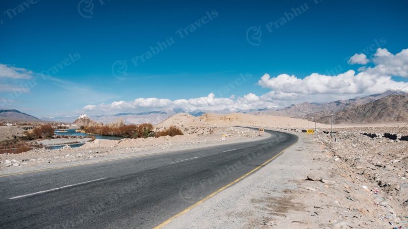 slider road-blue-sky-leh-ladakh-india-2